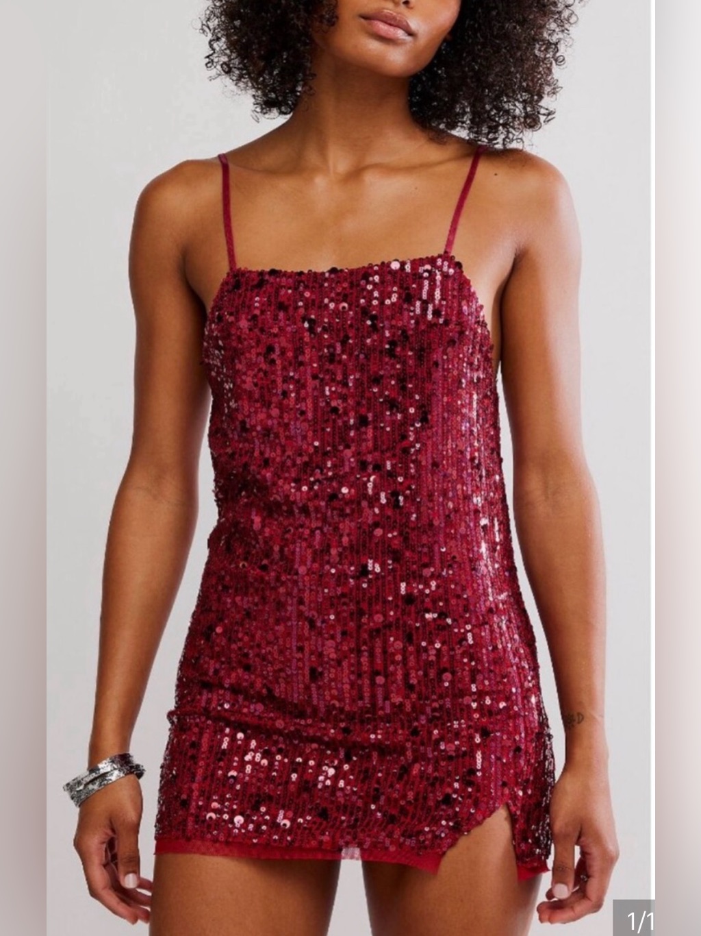 Free People Midnight Kiss Mini Slip Dress. Nwt. Cherry Combo